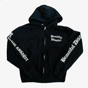 beautiful disaster black zip up hoodie